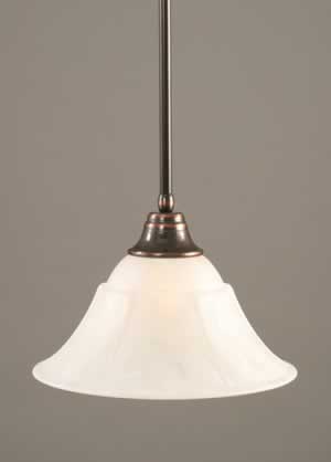Stem Pendant With Hang Straight Swivel Shown In Black Copper Finish With 14" White Marble Glass