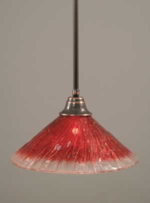 Stem Pendant With Hang Straight Swivel Shown In Black Copper Finish With 16" Raspberry Crystal Glass