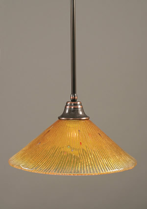 Stem Pendant With Hang Straight Swivel Shown In Black Copper Finish With 16" Gold Champagne Crystal Glass