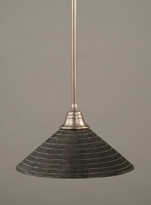Stem Pendant With Hang Straight Swivel Shown In Brushed Nickel Finish With 16" Charcoal Spiral Glass