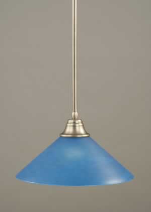 Stem Pendant With Hang Straight Swivel Shown In Brushed Nickel Finish With 16" Blue Italian Glass