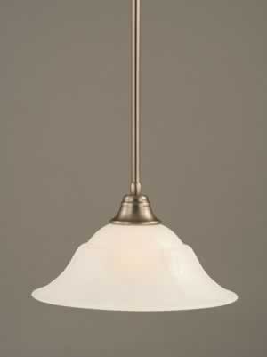 Stem Pendant With Hang Straight Swivel Shown In Brushed Nickel Finish With 16" White Marble Glass