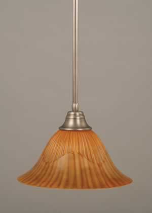 Stem Pendant With Hang Straight Swivel Shown In Brushed Nickel Finish With 16" Tiger Glass