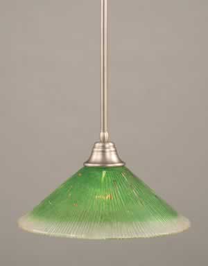 Stem Pendant With Hang Straight Swivel Shown In Brushed Nickel Finish With 16" Kiwi Green Crystal Glass