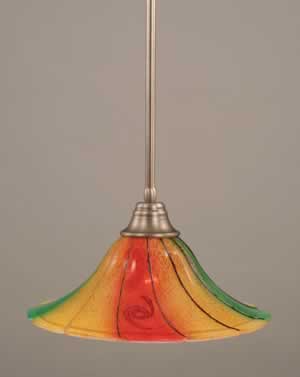 Stem Pendant With Hang Straight Swivel Shown In Brushed Nickel Finish With 16" Mardi Gras Glass