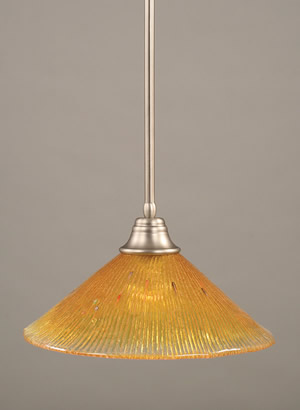 Stem Pendant With Hang Straight Swivel Shown In Brushed Nickel Finish With 16" Gold Champagne Crystal Glass