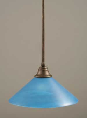 Stem Pendant With Hang Straight Swivel Shown In Bronze Finish With 16" Blue Italian Glass