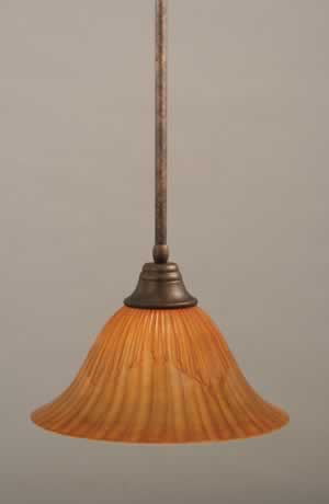 Stem Pendant With Hang Straight Swivel Shown In Bronze Finish With 14" Tiger Glass