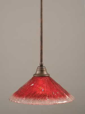 Stem Pendant With Hang Straight Swivel Shown In Bronze Finish With 16" Raspberry Crystal Glass
