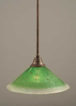 Stem Pendant With Hang Straight Swivel Shown In Bronze Finish With 16" Kiwi Green Crystal Glass