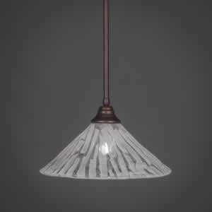 Stem Pendant With Hang Straight Swivel Shown In Bronze Finish With 16" Italian Ice Glass