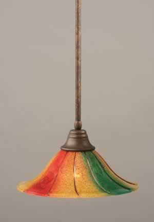Stem Pendant With Hang Straight Swivel Shown In Bronze Finish With 14" Mardi Gras Glass