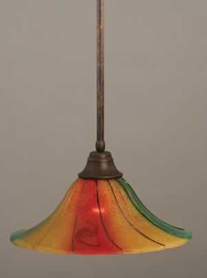 Stem Pendant With Hang Straight Swivel Shown In Bronze Finish With 16" Mardi Gras Glass
