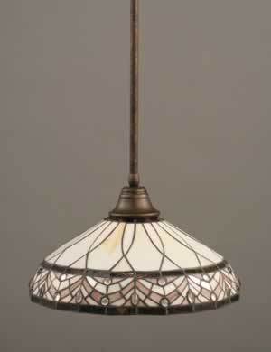 Stem Pendant With Hang Straight Swivel Shown In Bronze Finish With 16" Royal Merlot Tiffany Glass