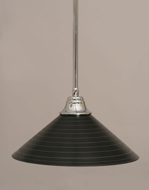 Stem Pendant With Hang Straight Swivel Shown In Chrome Finish With 16" Charcoal Spiral Glass "