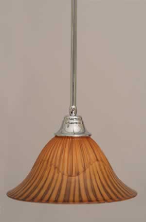 Stem Pendant With Hang Straight Swivel Shown In Chrome Finish With 14" Tiger Glass