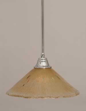 Stem Pendant With Hang Straight Swivel Shown In Chrome Finish With 16" Amber Crystal Glass "