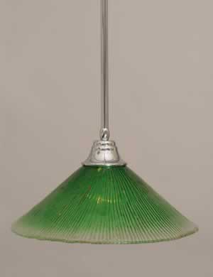 Stem Pendant With Hang Straight Swivel Shown In Chrome Finish With 16" Kiwi Green Crystal Glass