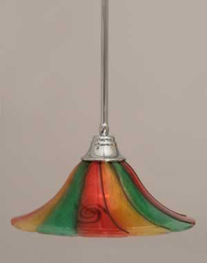 Stem Pendant With Hang Straight Swivel Shown In Chrome Finish With 16" Mardi Gras Glass