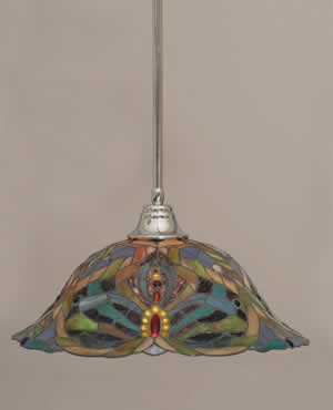 Stem Pendant With Hang Straight Swivel Shown In Chrome Finish With 19" Kaleidoscope Tiffany Glass