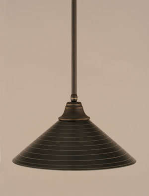 Stem Pendant With Hang Straight Swivel Shown In Dark Granite Finish With 16" Charcoal Spiral Glass "