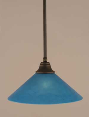Stem Pendant With Hang Straight Swivel Shown In Dark Granite Finish With 16" Blue Italian Glass