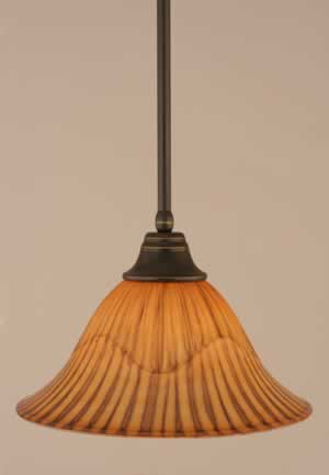 Stem Pendant With Hang Straight Swivel Shown In Dark Granite Finish With 14" Tiger Glass