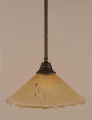 Stem Pendant With Hang Straight Swivel Shown In Dark Granite Finish With 16" Amber Crystal Glass