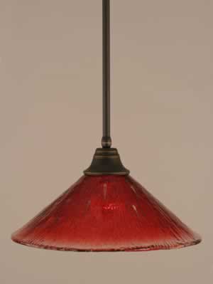 Stem Pendant With Hang Straight Swivel Shown In Dark Granite Finish With 16" Raspberry Crystal Glass