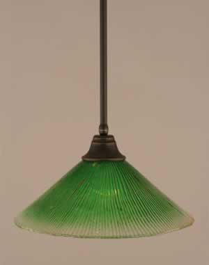 Stem Pendant With Hang Straight Swivel Shown In Dark Granite Finish With 16" Kiwi Green Crystal Glass