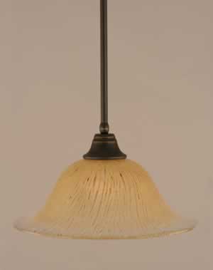 Stem Pendant With Hang Straight Swivel Shown In Dark Granite Finish With 17" Amber Crystal Glass