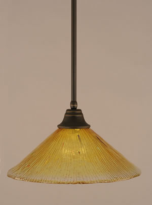 Stem Pendant With Hang Straight Swivel Shown In Dark Granite Finish With 16" Gold Champagne Crystal Glass