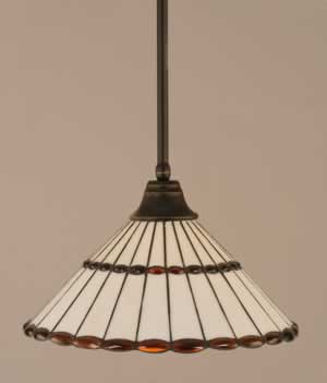 Stem Pendant With Hang Straight Swivel Shown In Dark Granite Finish With 15.5" Honey Glass & Amber Brown Jewels Tiffany Glass