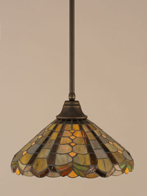 Stem Pendant With Hang Straight Swivel Shown In Dark Granite Finish With 15" Paradise Tiffany Glass