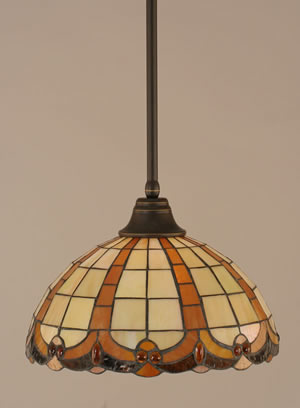 Stem Pendant With Hang Straight Swivel Shown In Dark Granite Finish With 14.5" Butterscotch"" Tiffany Glass