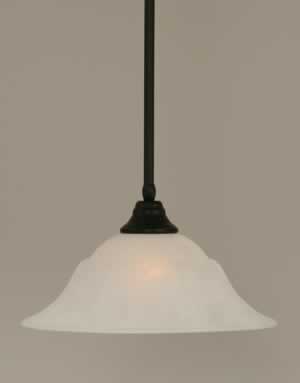 Stem Pendant With Hang Straight Swivel Shown In Matte Black Finish With 16" White Marble Glass