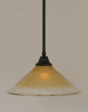 Stem Pendant With Hang Straight Swivel Shown In Matte Black Finish With 16" Amber Crystal Glass