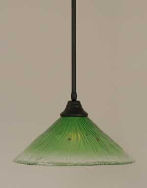 Stem Pendant With Hang Straight Swivel Shown In Matte Black Finish With 16" Kiwi Green Crystal Glass