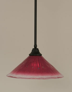 Stem Pendant With Hang Straight Swivel Shown In Matte Black Finish With 16" Wine Crystal Glass