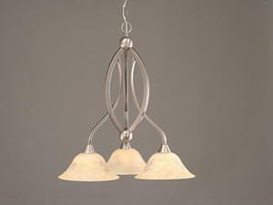 Bow 3 Light Chandelier Shown In Brushed Nickel Finish With 10" Italian Marble Glass