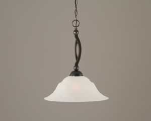 Bow Pendant Shown In Black Copper Finish With 16" White Marble Glass