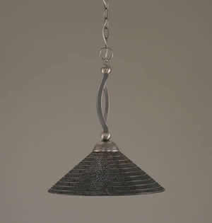 Bow Pendant Shown In Brushed Nickel Finish With 16" Charcoal Spiral Glass