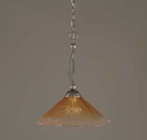 Bow Pendant Shown In Brushed Nickel Finish With 16" Amber Crystal Glass