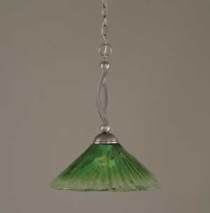 Bow Pendant Shown In Brushed Nickel Finish With 16" Kiwi Green Crystal Glass