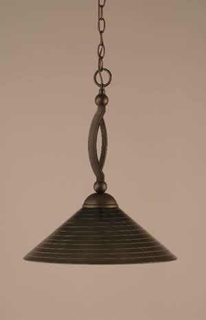 Bow Pendant Shown In Bronze Finish With 16" Charcoal Spiral Glass