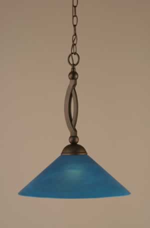 Bow Pendant Shown In Bronze Finish With 16" Blue Italian Glass