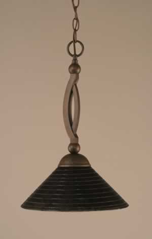 Bow Pendant Shown In Bronze Finish With 12" Charcoal Spiral Glass