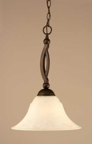 Bow Pendant Shown In Bronze Finish With 14" White Marble Glass
