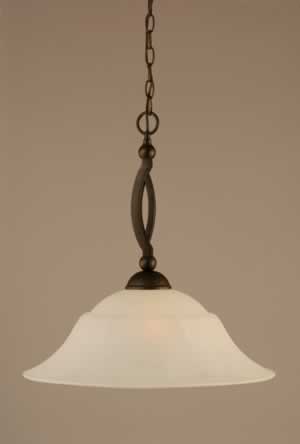 Bow Pendant Shown In Bronze Finish With 20" White Marble Glass