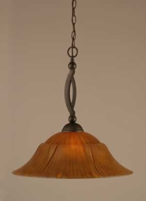Bow Pendant Shown In Bronze Finish With 20" Tiger Glass